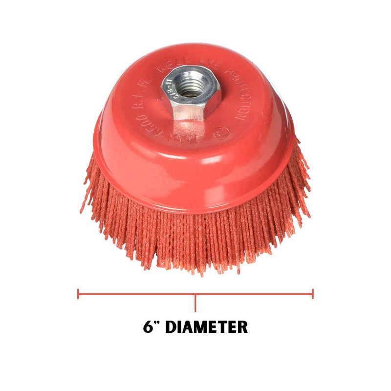 Al's Liner Abrasive 180 Grit Nylon Bristle Cup Brush - 6 Inch - Safe for Use on Metal, Wood, Aluminum and Plastic Surfaces (TOOR6) - Image 2